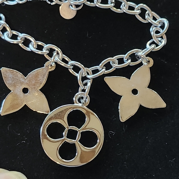 Upcycled Sterling Silver Upcycled Charm Bracelet with Red and Blue Accents #36 - Picture 3 of 3